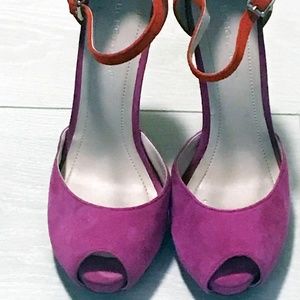 Bright and Bold Fuschia/Orange Platform Heels